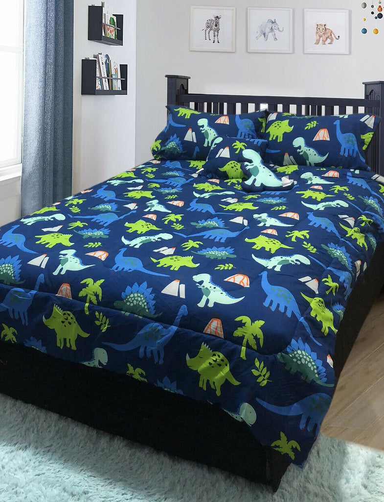 5 Piece Kids Comforter Set | 5pc Childrens Bedding Set | Kids Decor Bedding | 2 Sizes - 12 Designs Quilts & Comforters Single / Dinosaurs Ontrendideas Bed and Bath