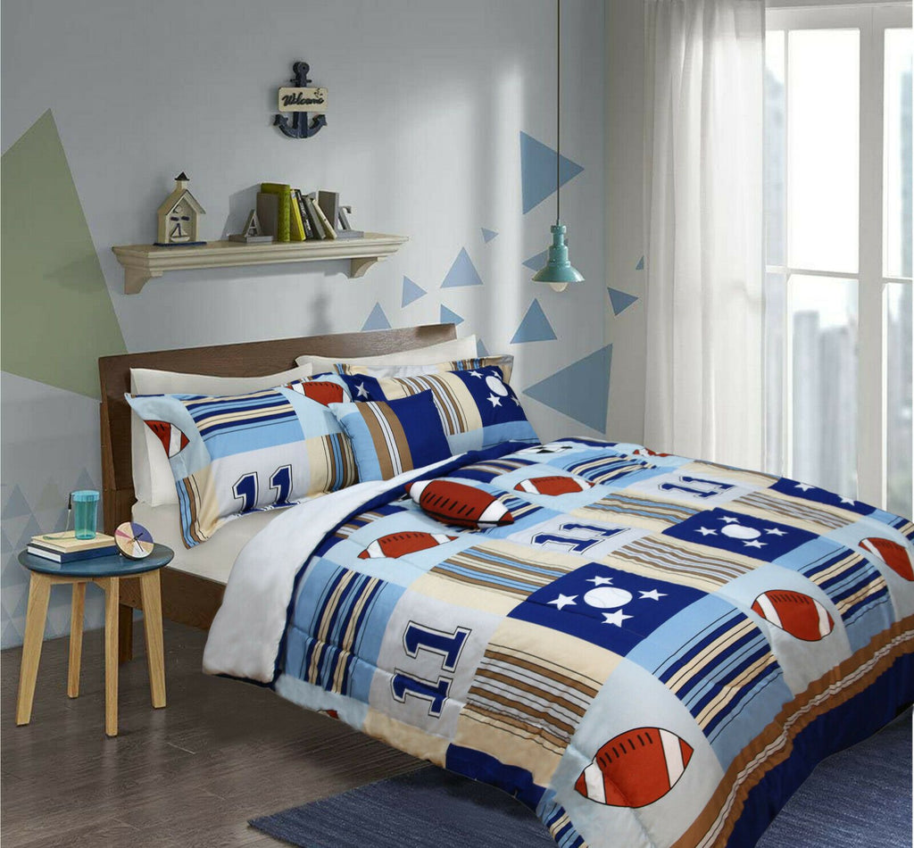 5 Piece Kids Comforter Set | 5pc Childrens Bedding Set | Kids Decor Bedding | 2 Sizes - 12 Designs Quilts & Comforters Single / Sports Ontrendideas Bed and Bath