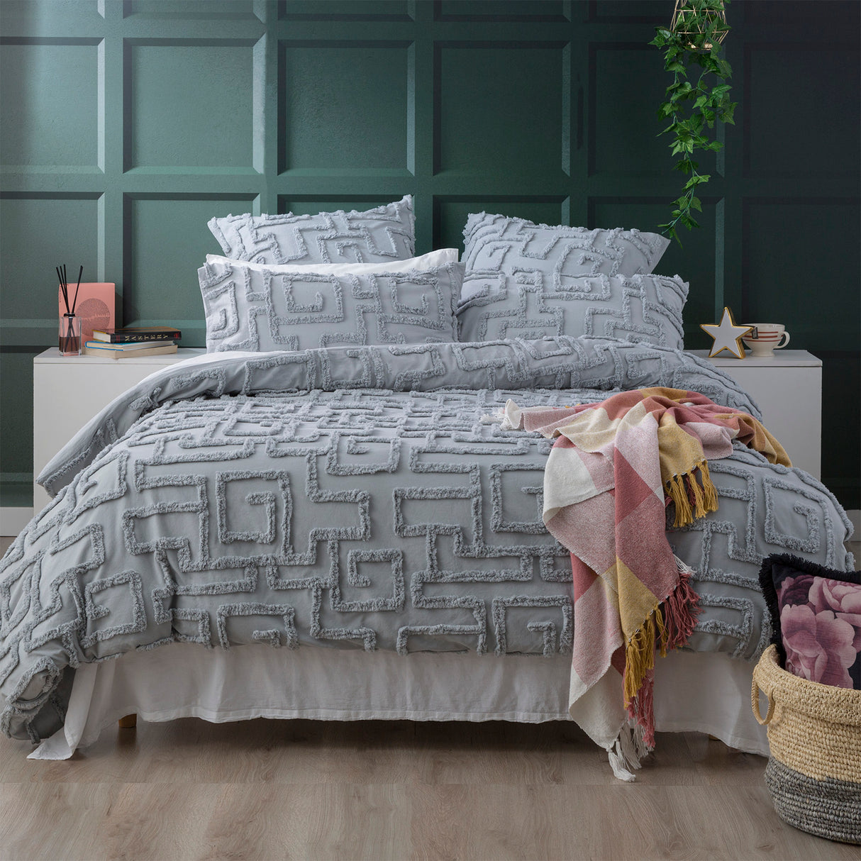 Riley Vintage Washed 100% Cotton Chenille Tufted Quilt Cover Set by Renee Taylor