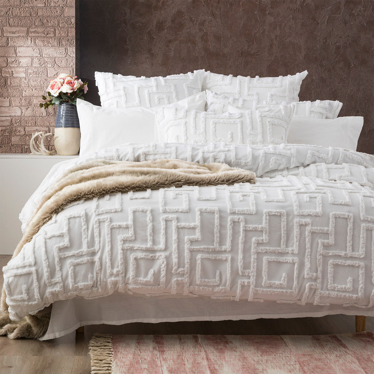 Riley Vintage Washed 100% Cotton Chenille Tufted Quilt Cover Set by Renee Taylor