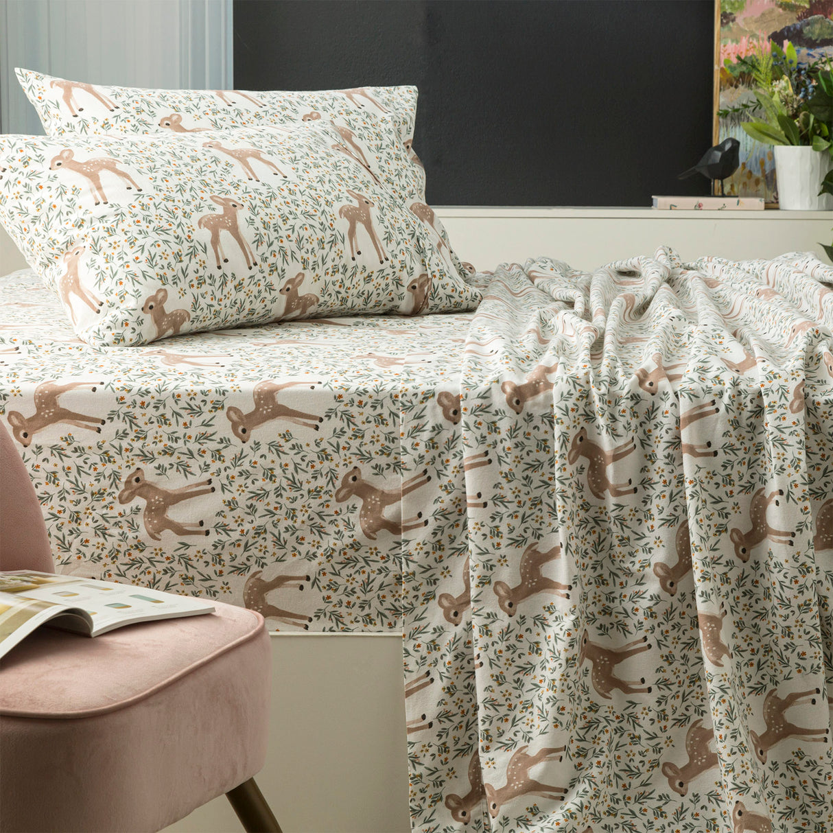 175GSM 100% Egyptian Cotton Flannelette Sheet Set In Patterned Designs by Park Avenue | Winter Warm Bedding